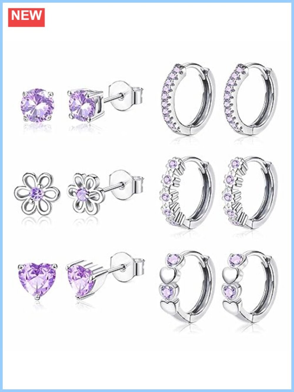 Sterling Silver Stud and Hoop Earrings Set Hypoallergenic Kids